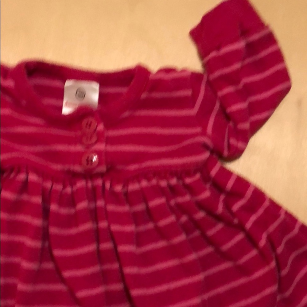Pink and magenta button stripe baby dress - Picture 4 of 6